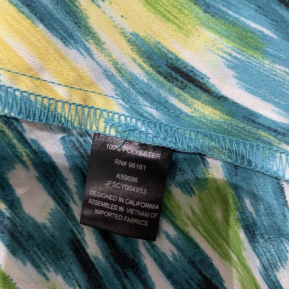 y2k Bebop colorful abstract green and yellow asymmetrical mini dress size medium - Picture 3 of 8